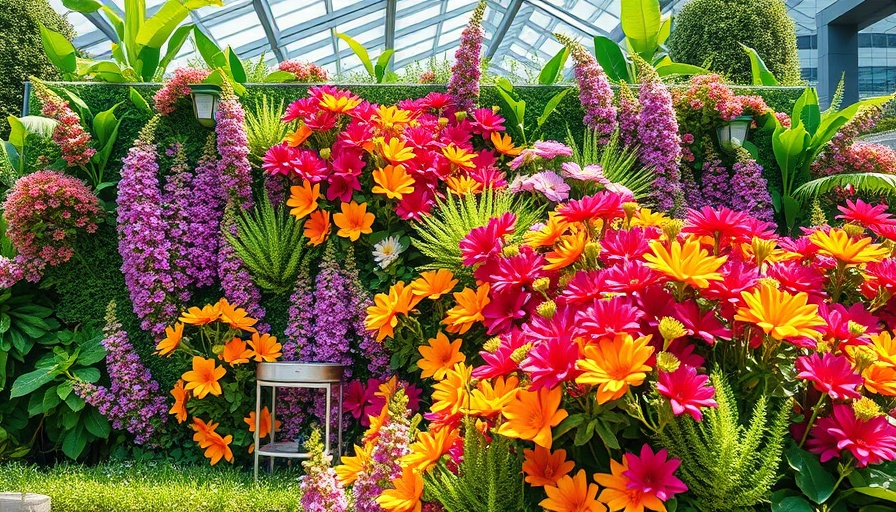 Vibrant floral mural at San Antonio Botanical Garden.