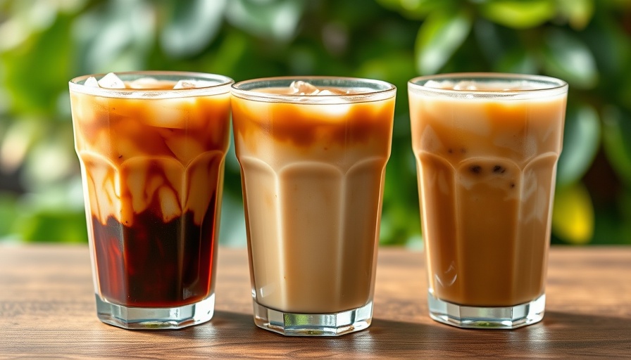 CBD-infused coffee in clear cups at a San Marcos coffee shop.