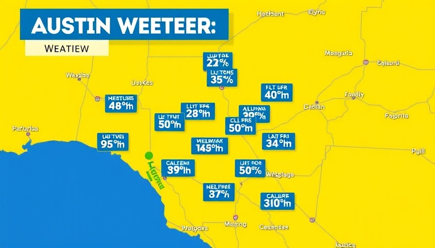 Austin Texas news weather map with temperatures and sunny forecast.