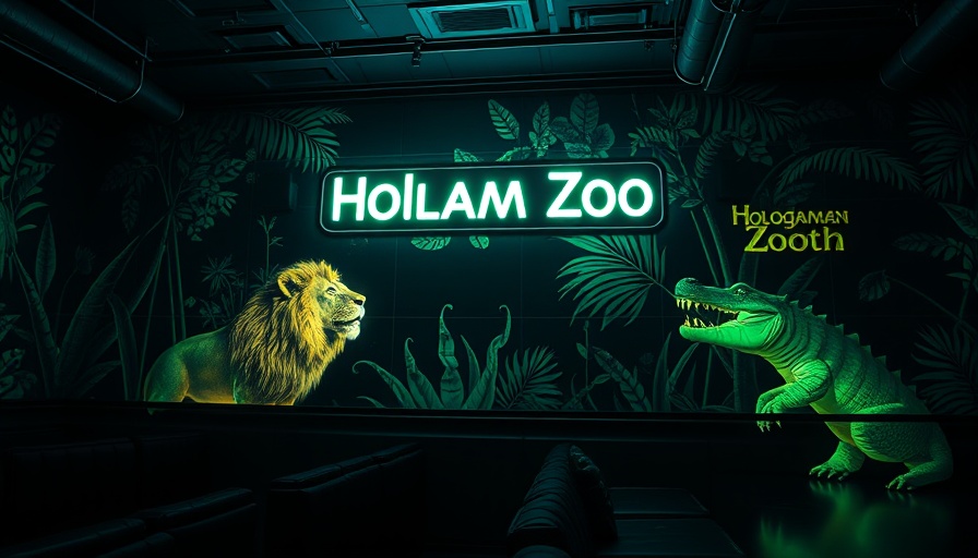 Holographic zoo in Austin jungle-themed mural with animal holograms.