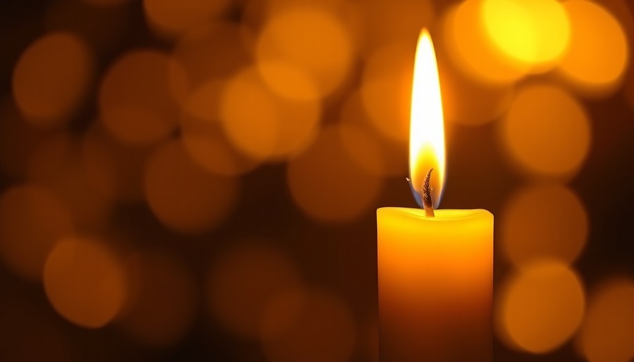 Candle glowing softly, symbolizing remembrance.