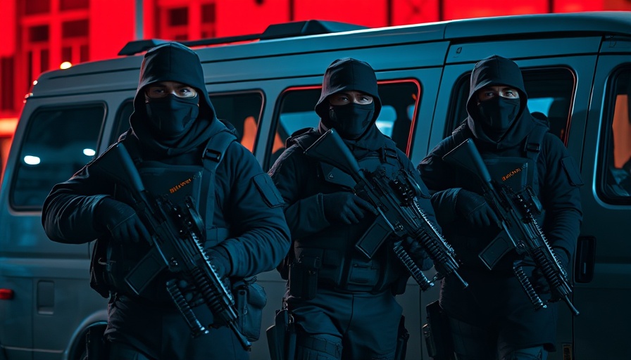 Heavily armed soldiers during night extradition operation.