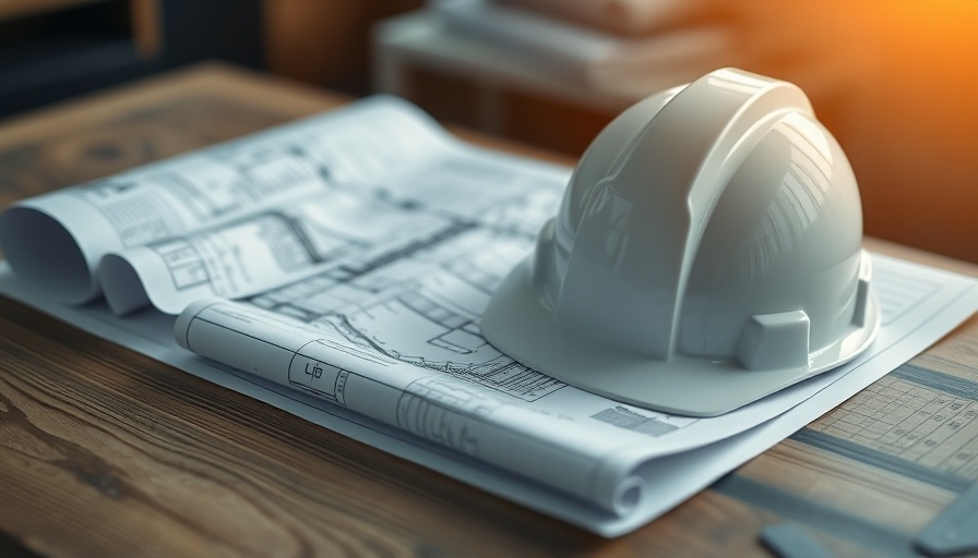 Austin hospital expansion planning with blueprints and helmet.