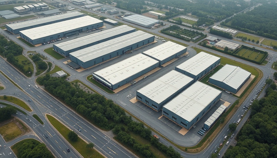 Aerial view of industrial complex for Austin business news.
