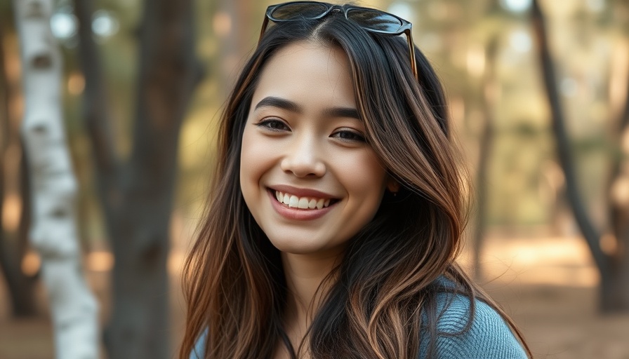 Young woman smiling outdoors, natural setting, relates to Austin business news