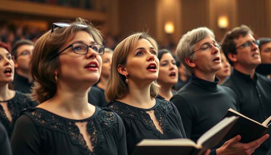 Austin Opera choir performing at the new arts center.