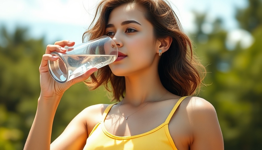 Woman enhancing circadian alignment health by drinking water in sunlight.
