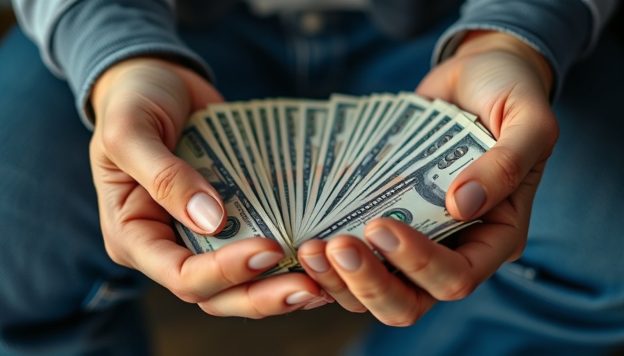 $100K salary in Austin concept with hands holding 100 dollar bills.