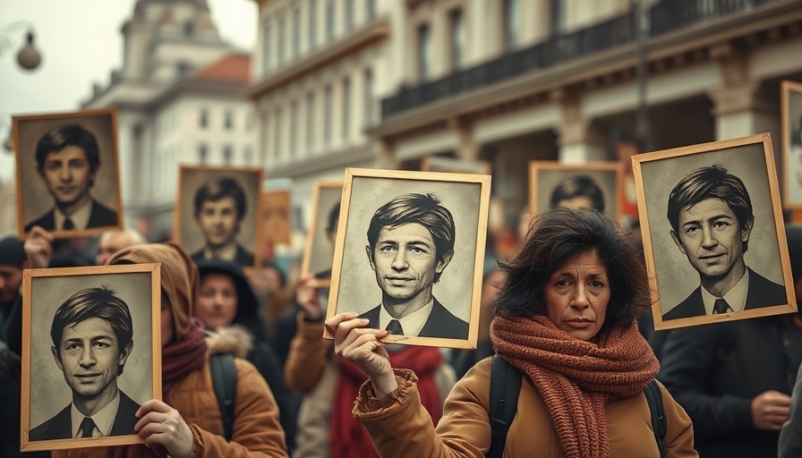 Protesters displaying portraits during Argentina's Dirty War.