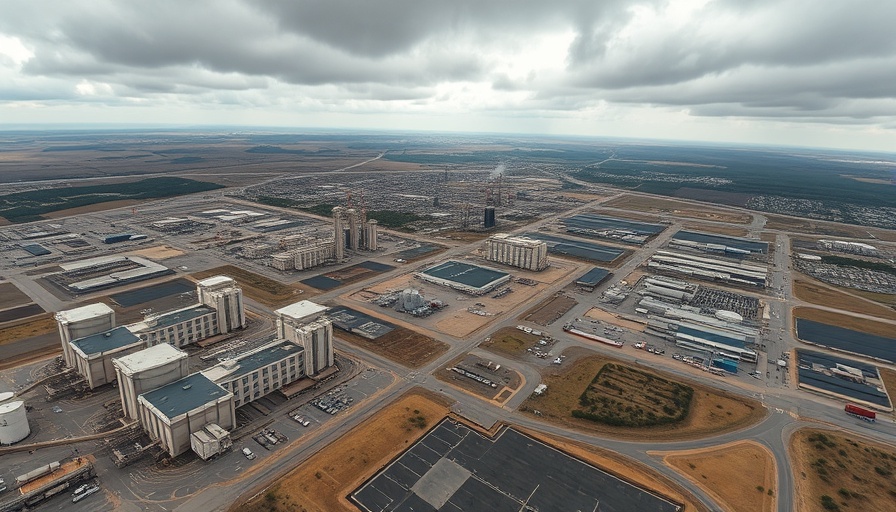 Aerial view of industrial complex for Austin business news.