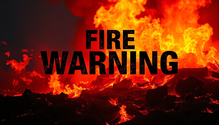 Austin fire danger alert with flames and safety warnings.