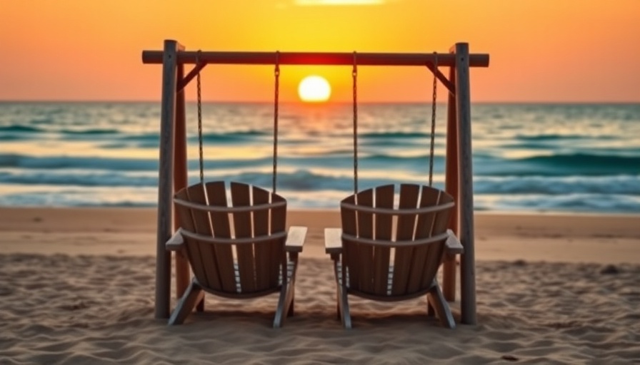 Texas Spring Break Destinations: Sunset view with chairs and swing.