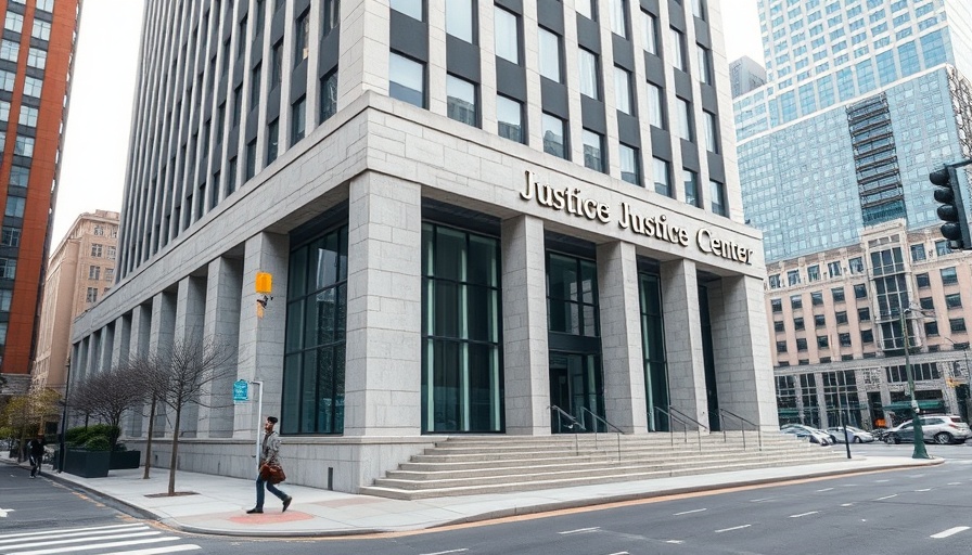 Exterior of justice center related to violent crime involving teens in Texas.