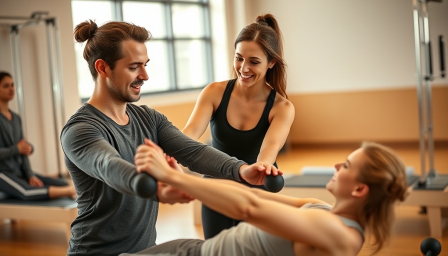 Pilates for back pain relief with instructor assistance.