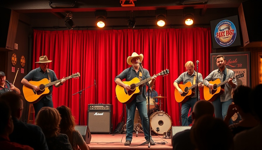 SXSW 2025 country band performance in a warm-lit bar setting.