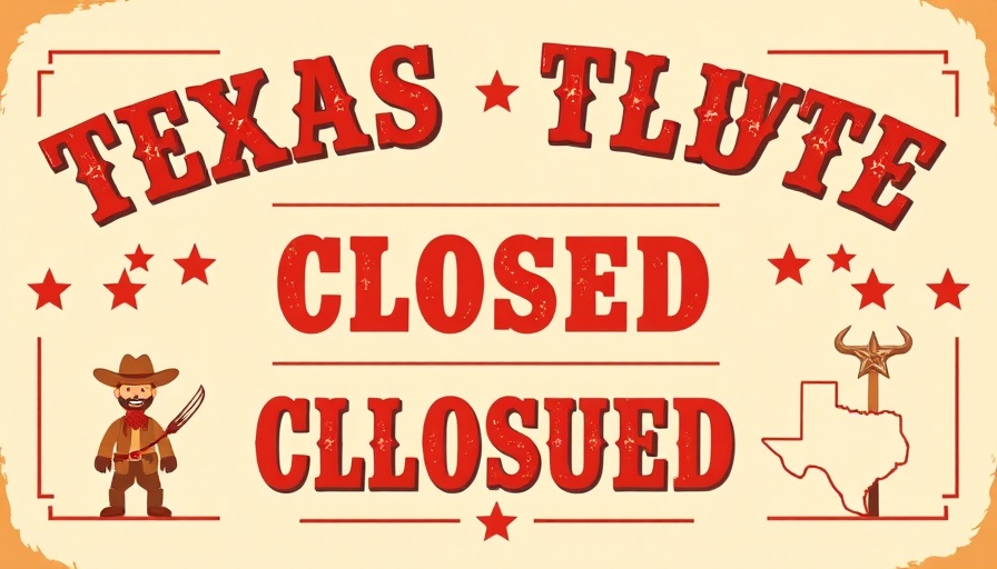 Texas-themed flyer for temporary restaurant closure with BBQ icons.