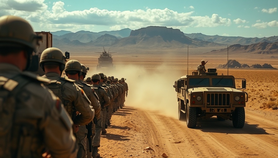 Pentagon sending more troops to US-Mexico border, military convoy in desert.