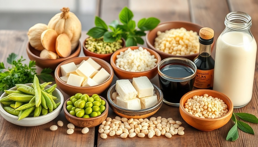 Soy Allergy Management food assortment including edamame and tofu.