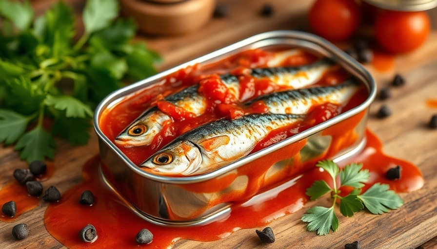 Canned sardines in tomato sauce benefits with spices and herbs for flavor.