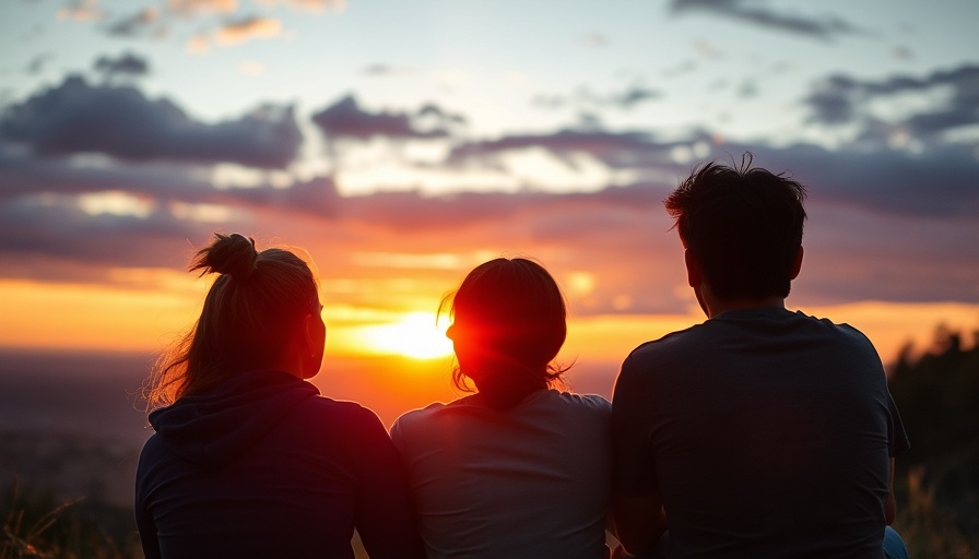 Three friends enjoy a sunset view, Friends with Health Benefits