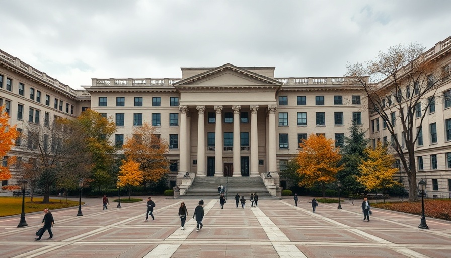 Columbia University campus with students, highlighting $400 million funding cut.