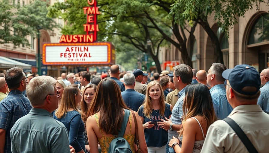 Austin entertainment events gathering at outdoor film event.