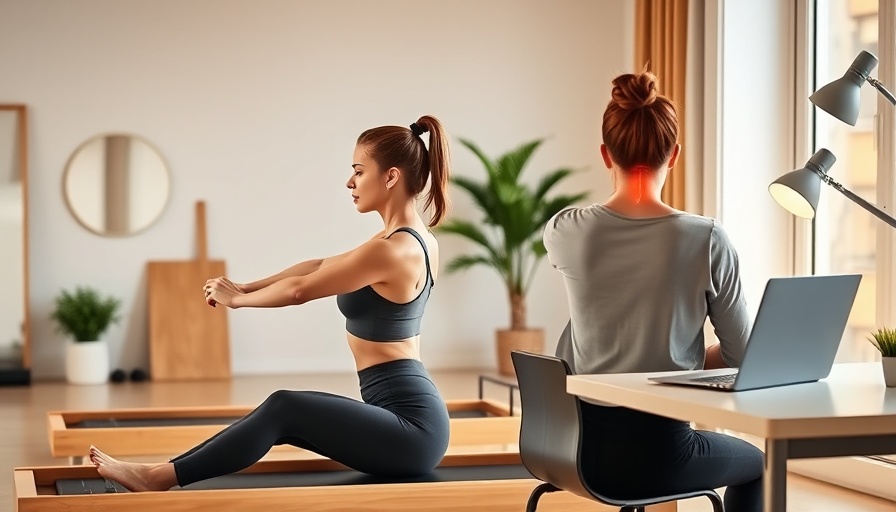 Young women demonstrating Pilates and neck pain relief techniques indoors.