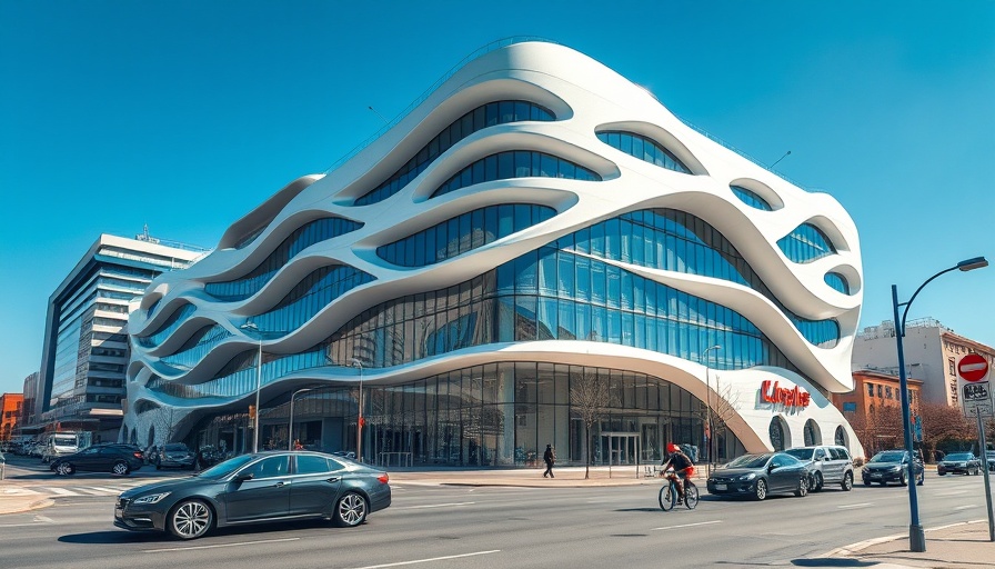 Modern building in Austin with unique architecture design impacting social space.