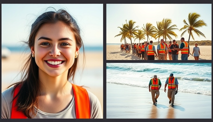 Collage of missing American college student search efforts on a beach.