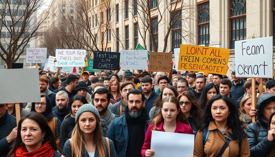 Protest against deportation of pro-Palestinian activist, diverse crowd.
