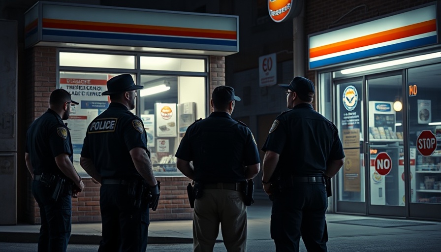 Police at night scene outside store linked to Third Ward drive-by shootings.
