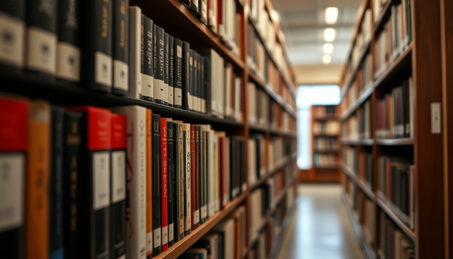 Books arranged on Fort Bend County library shelf, close-up view.