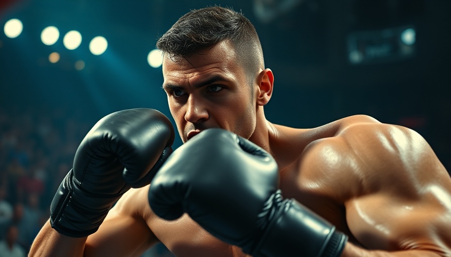 Intense boxing match scene with focused boxer, Edgar Berlanga knockout event.