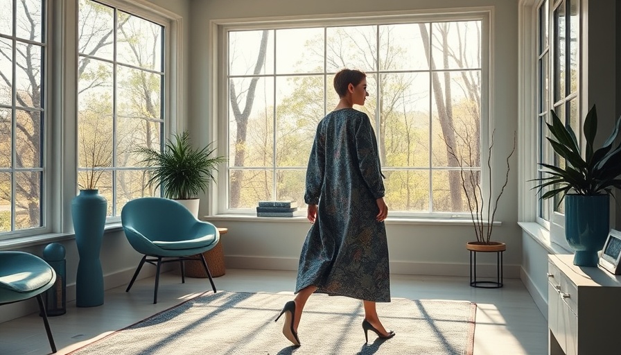 Austin Fashion Line Molyan Wearable Art in sunlit room.