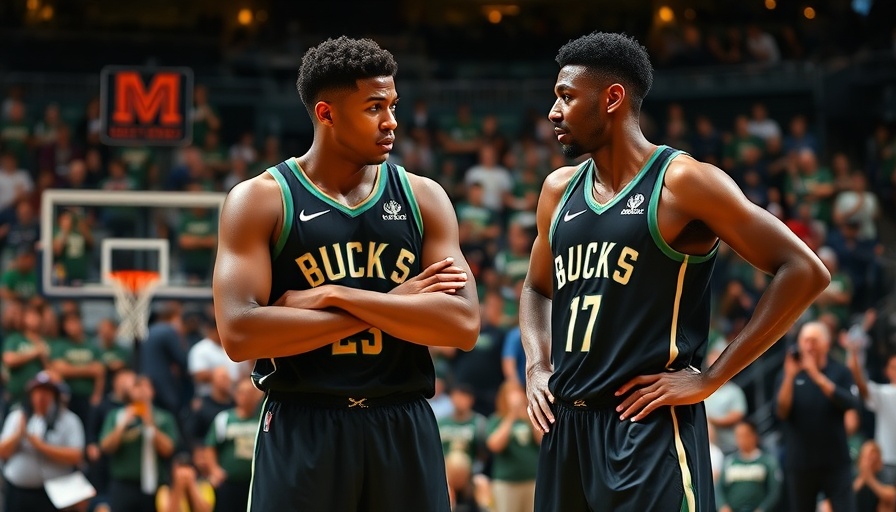 Milwaukee Bucks players on court discussing plays, assessing championship chances.