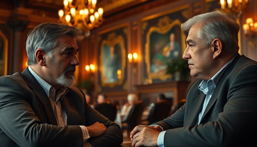 Breaking news today: Two men in serious conversation.