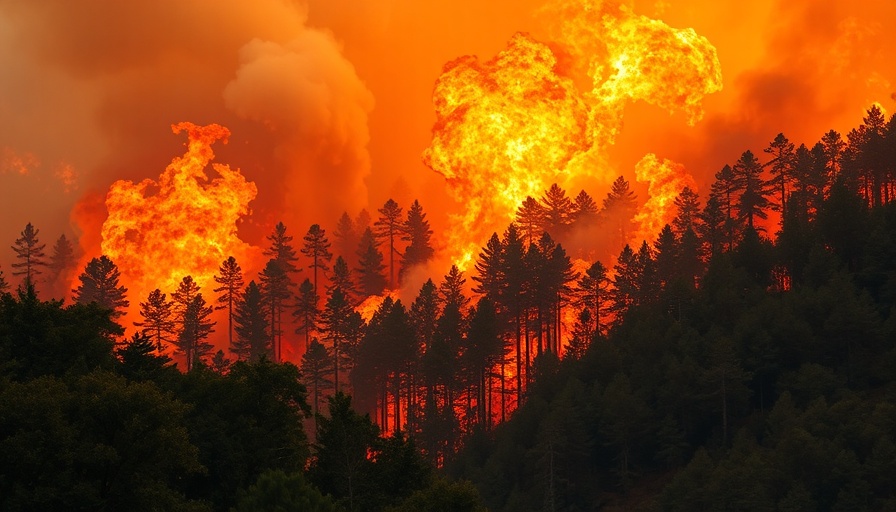 San Jacinto County wildfire engulfing forest, intense flames.