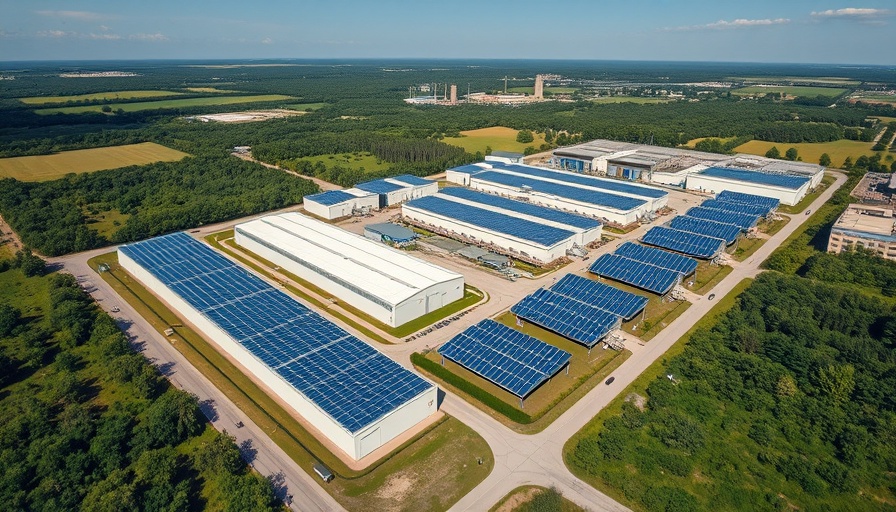 Aerial view of solar energy complex in Texas, T1 Energy investment.