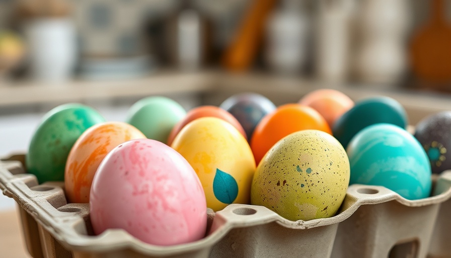 Naturally dyed Easter eggs in carton, varied colors.
