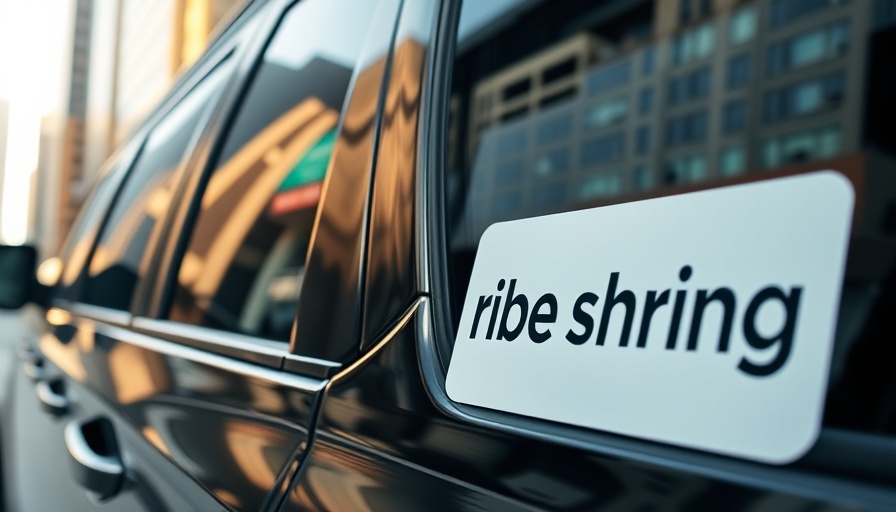 Black robotaxi with ride-sharing sticker, reflections of city in Atlanta