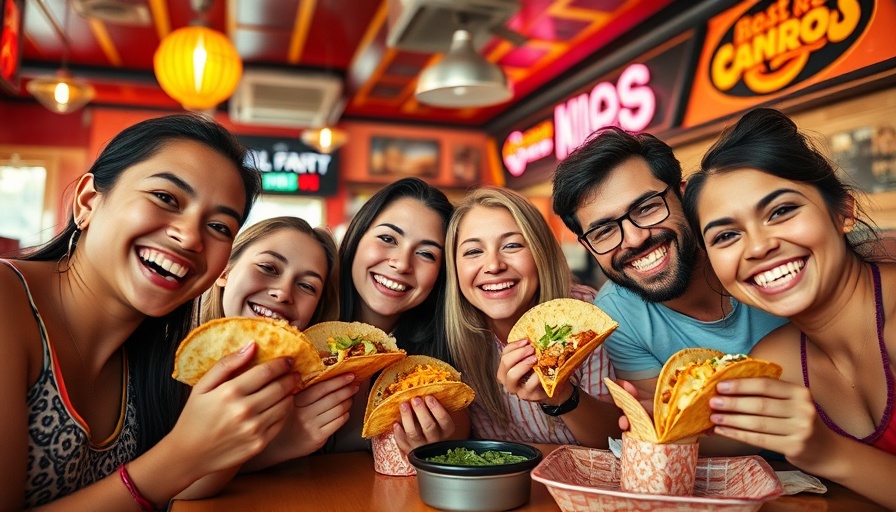 Group enjoying the best tacos in Houston with smiles.