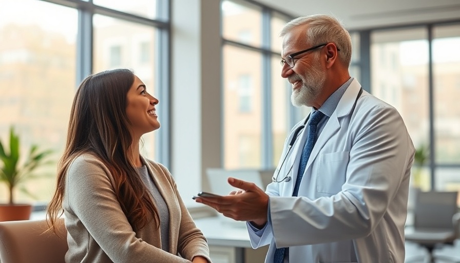 Doctor consulting patient in episode-based care setting.