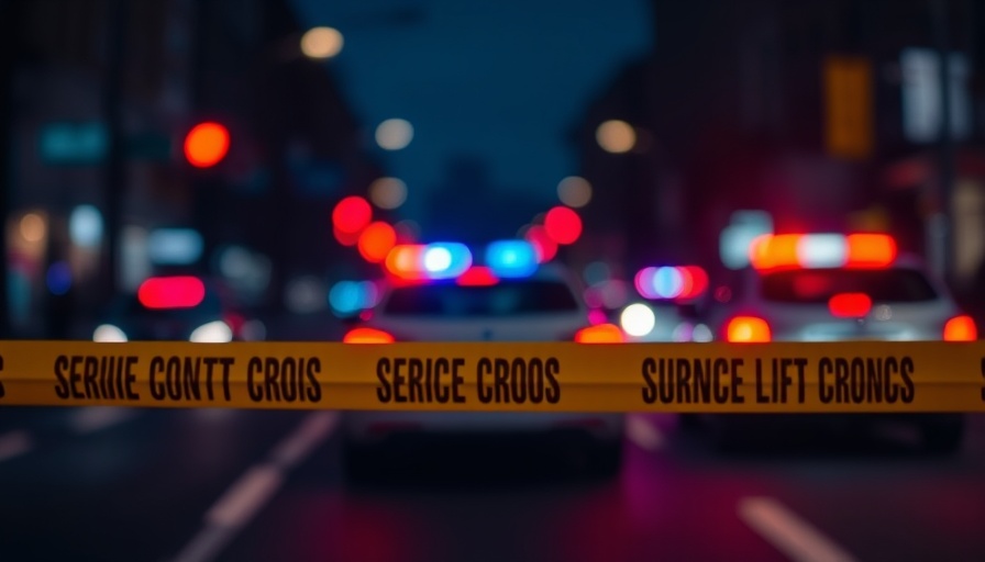 Police line with blurred lights at Las Cruces mass shooting.