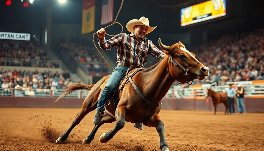 Houston Rodeo 2025 cowboy skillfully reining in calf in arena