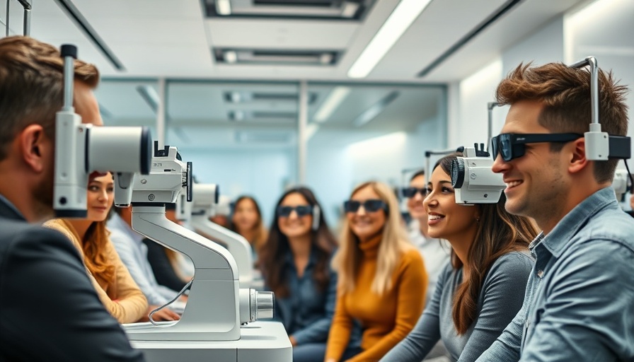 Group experiencing comprehensive vision care in Mueller neighborhood clinic.