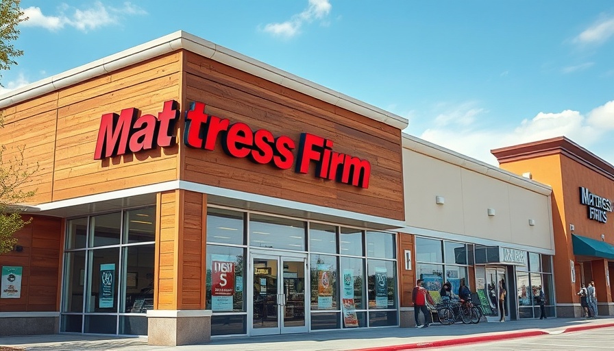 Mattress Firm storefront in Texas with lease details visible.