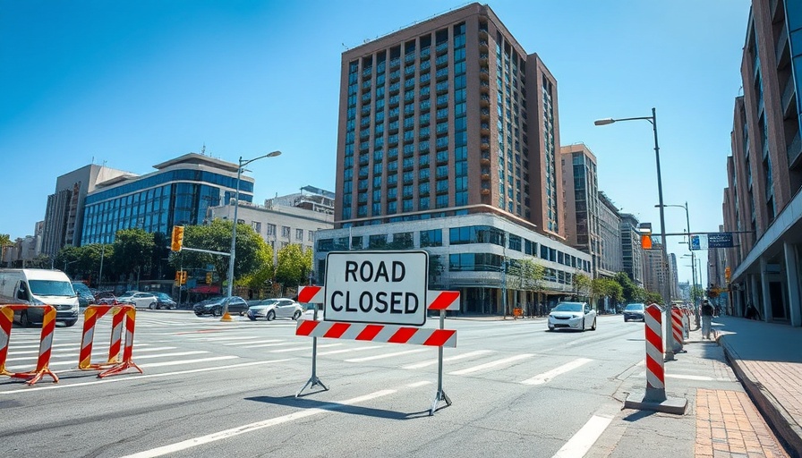 San Antonio street closed with construction barriers for breaking news.