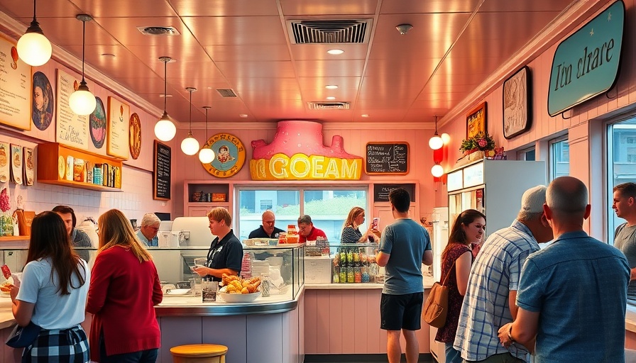 Vibrant New Zealand ice cream joint Zeds interior view.