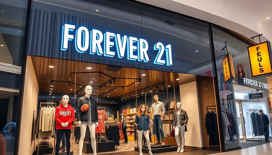 Forever 21 storefront with trendy display symbolizes bankruptcy news.