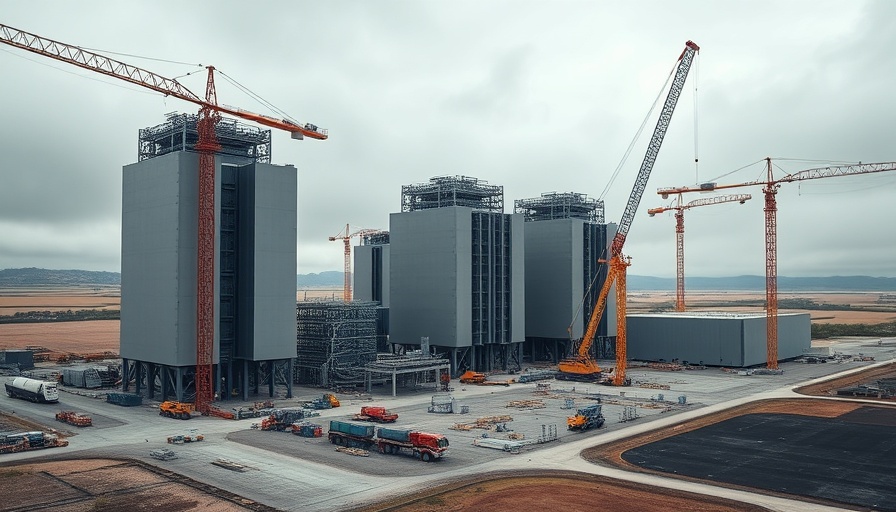 Meta Data Center construction in Austin with cranes and large structures.